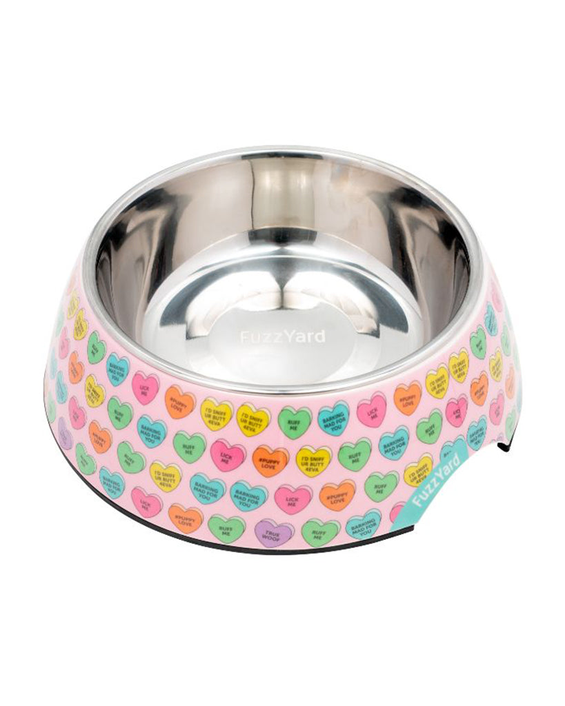Candy Hearts Easy Feeder Dog Bowl